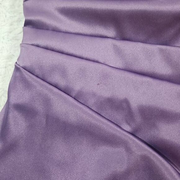 Eliza J Womens Size 8 Chain Strap Pleated Satin Cocktail Purple Dress Formal - Picture 6 of 11